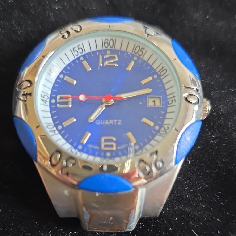 Blue and Silver Quartz Watch Only No Bracelet